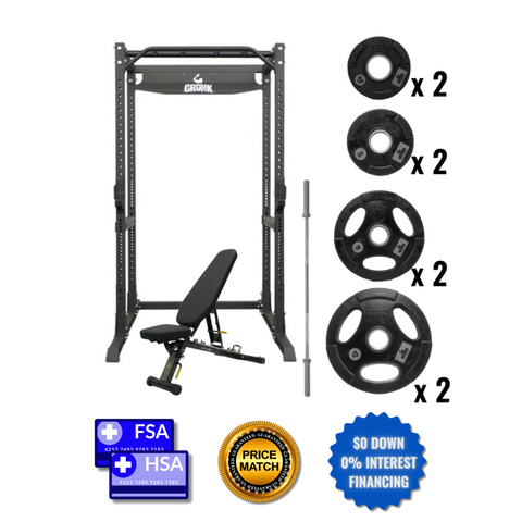 Modular Power Rack w/ Gronk FID Folding Bench, OB-85, and 105lb Multi Grip Plates