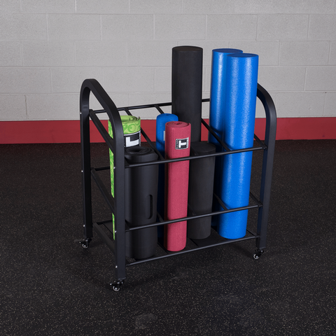 Body-Solid Foam Roller and Yoga Mat Storage Cart (GYR500), Black