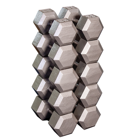 Standard Hex Iron Dumbbells - Grey