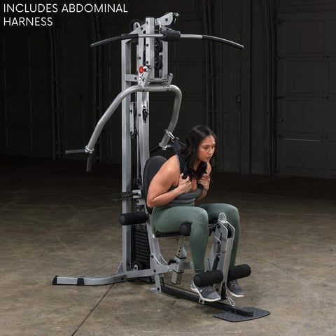 Female athlete does back exercise on Powerline by Body-Solid BSG10X Home Gym