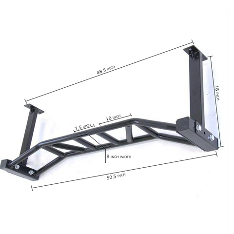 Ceiling Mounted Multi-Grip Chin Up Bar - Dimensions