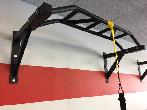 Multi-Grip Mounted Pull-Up Bars on wall