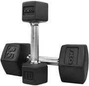 TKO Tri-Grip Hex Dumbbell Set 5-50 Lbs, Rubber Coated