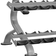 Close up of Element Series 3-Tier Dumbbell Saddle Rack